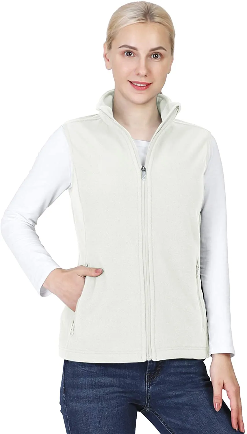 Outdoor Ventures Women's Polar Fleece Zip Vest Outerwear with Pockets,Warm Sleeveless Coat Vest for Fall & Winter