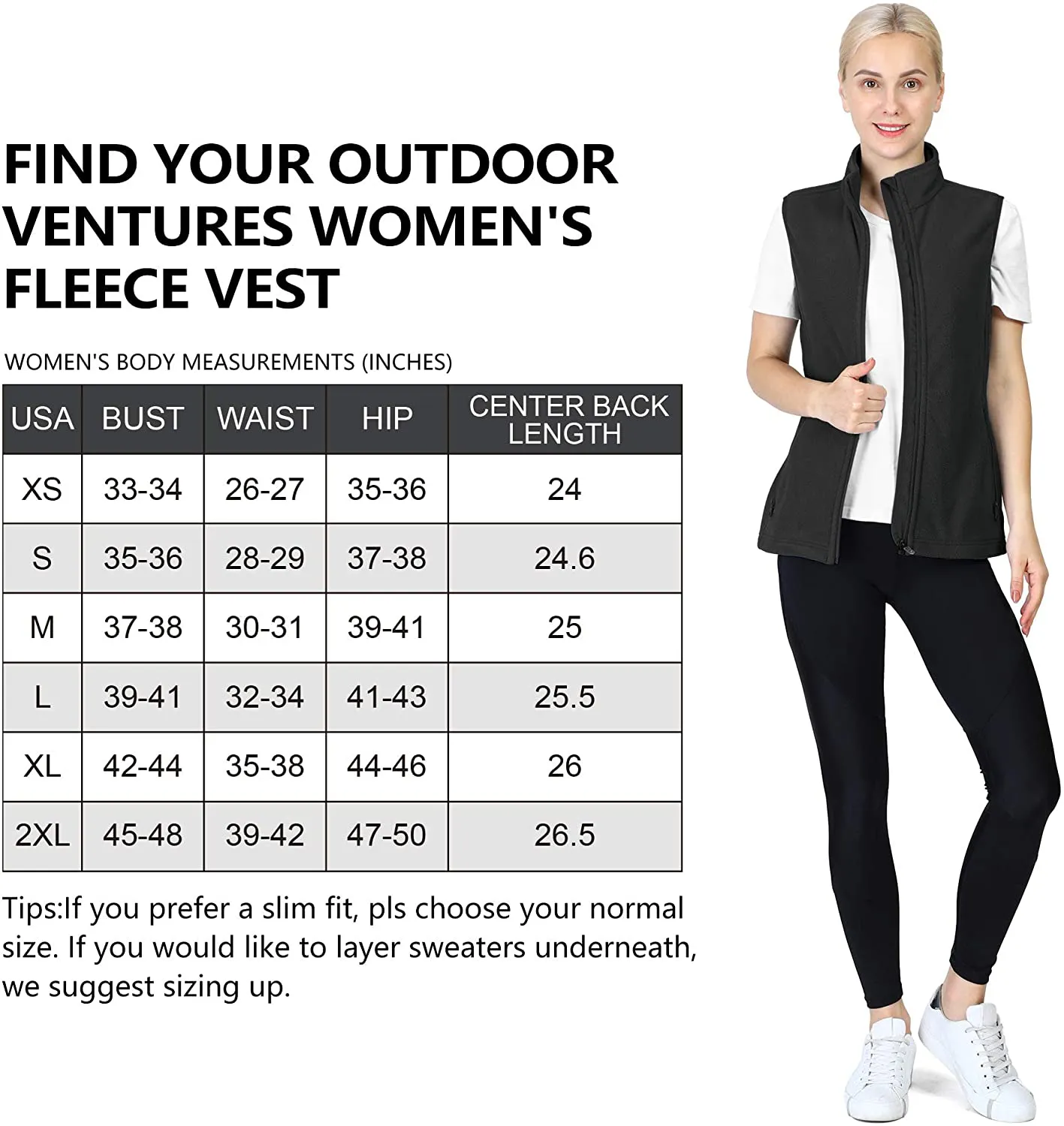 Outdoor Ventures Women's Polar Fleece Zip Vest Outerwear with Pockets,Warm Sleeveless Coat Vest for Fall & Winter