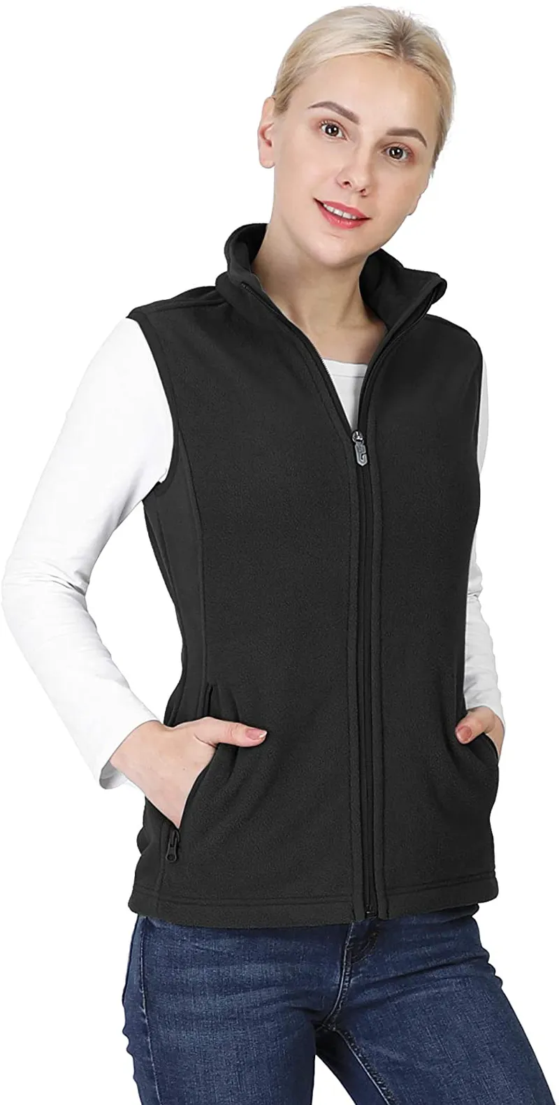 Outdoor Ventures Women's Polar Fleece Zip Vest Outerwear with Pockets,Warm Sleeveless Coat Vest for Fall & Winter