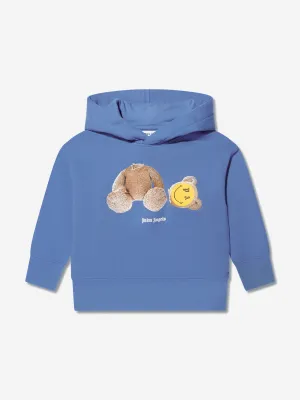 Palm Angels Boys PA Smiley Bear Hoodie in Blue