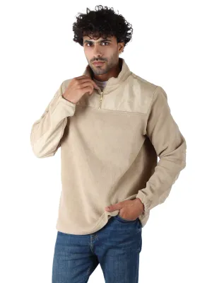 Polar Fleece Sweater Quarter Zip - Men - Beige