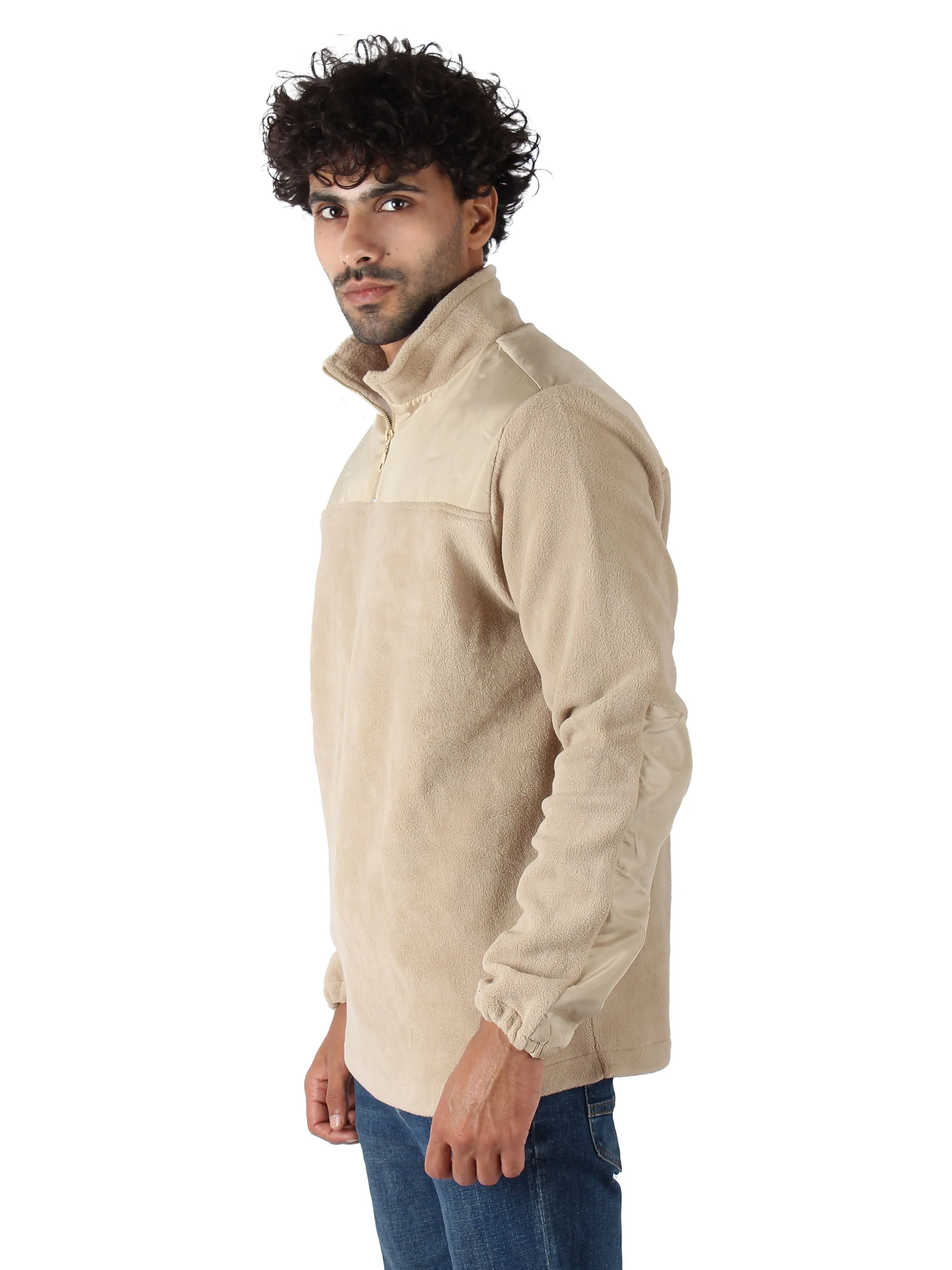 Polar Fleece Sweater Quarter Zip - Men - Beige