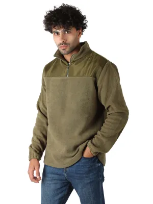 Polar Fleece Sweater Quarter Zip Tree Top  - Men