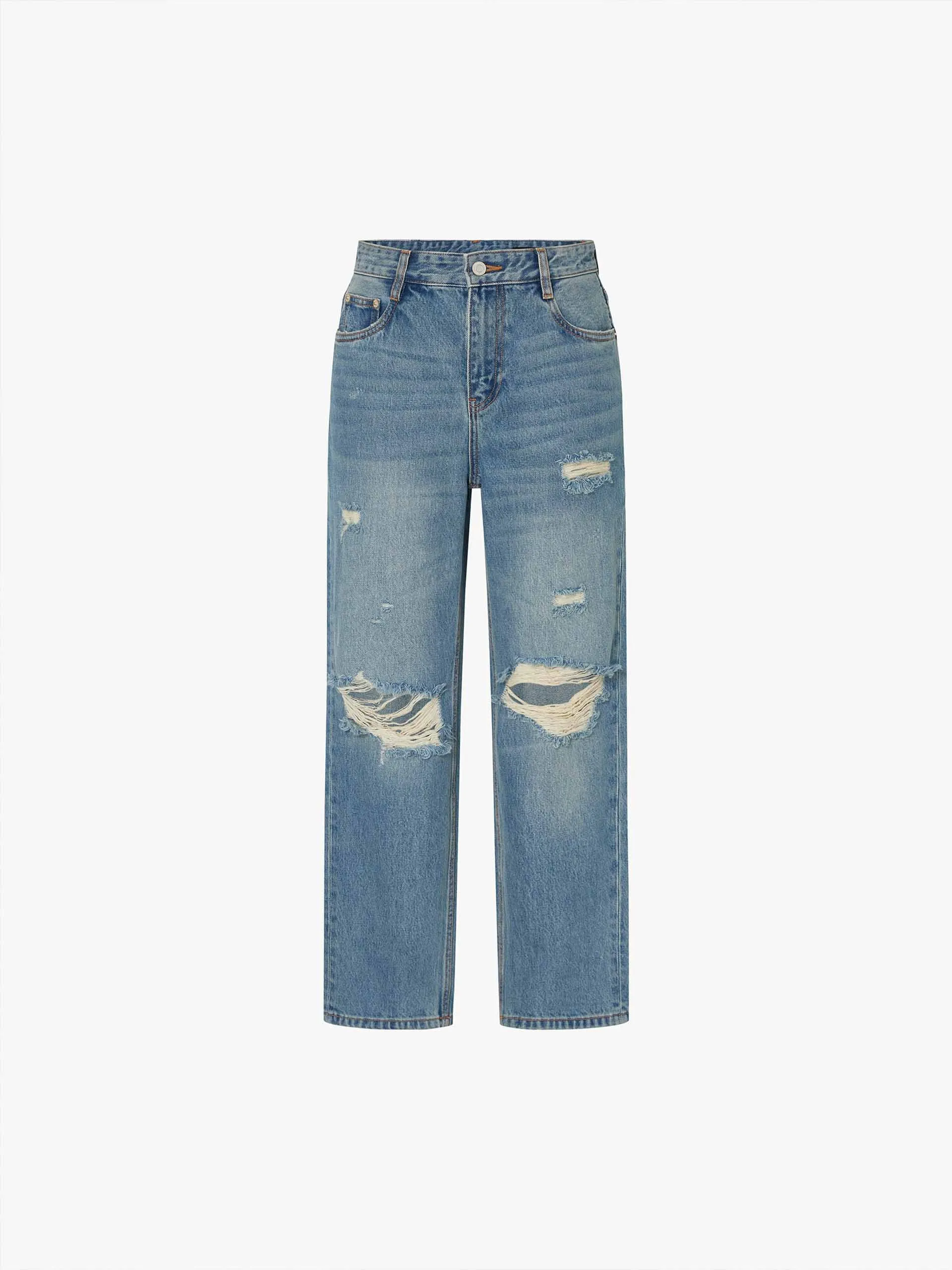 Ripped Detail Ankle Jeans