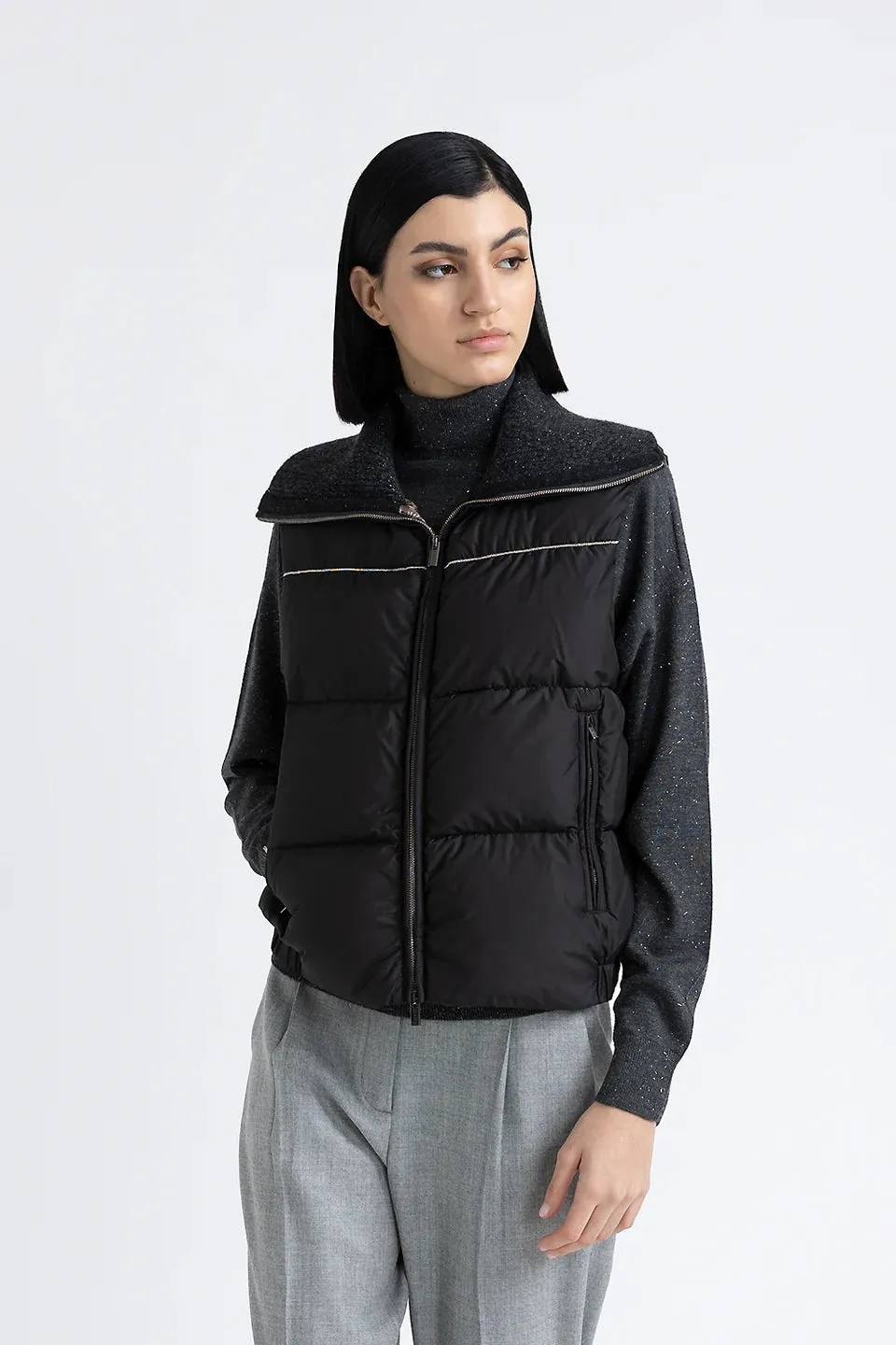 Sleeveless Goose Down Jacket - Graphite