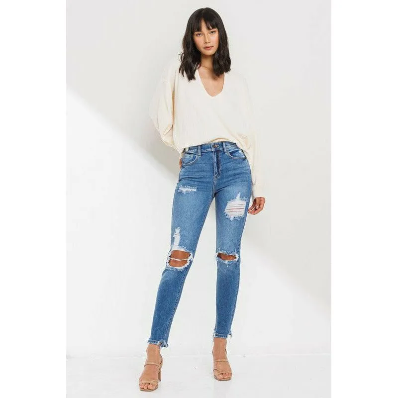 SneakPeek High Rise 90's Skinny Distressed Jeans