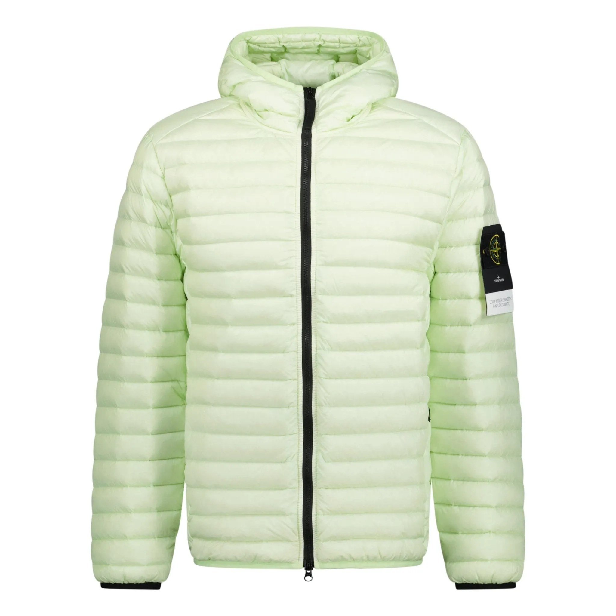 Stone Island Loom Woven Hooded Down Jacket Green