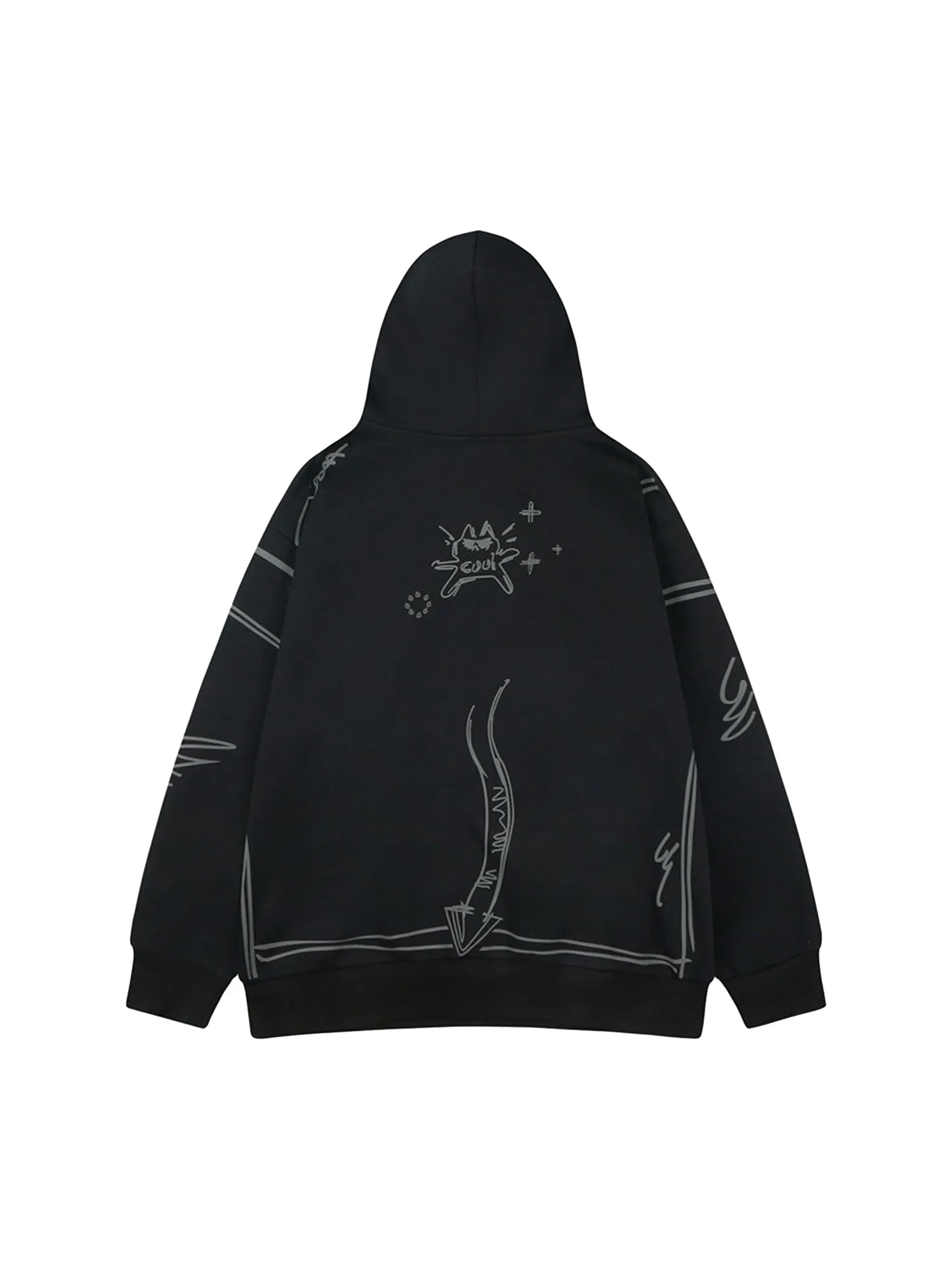 Thesupermade Hand-painted Graffiti Hoodie And Fleece Hoodie