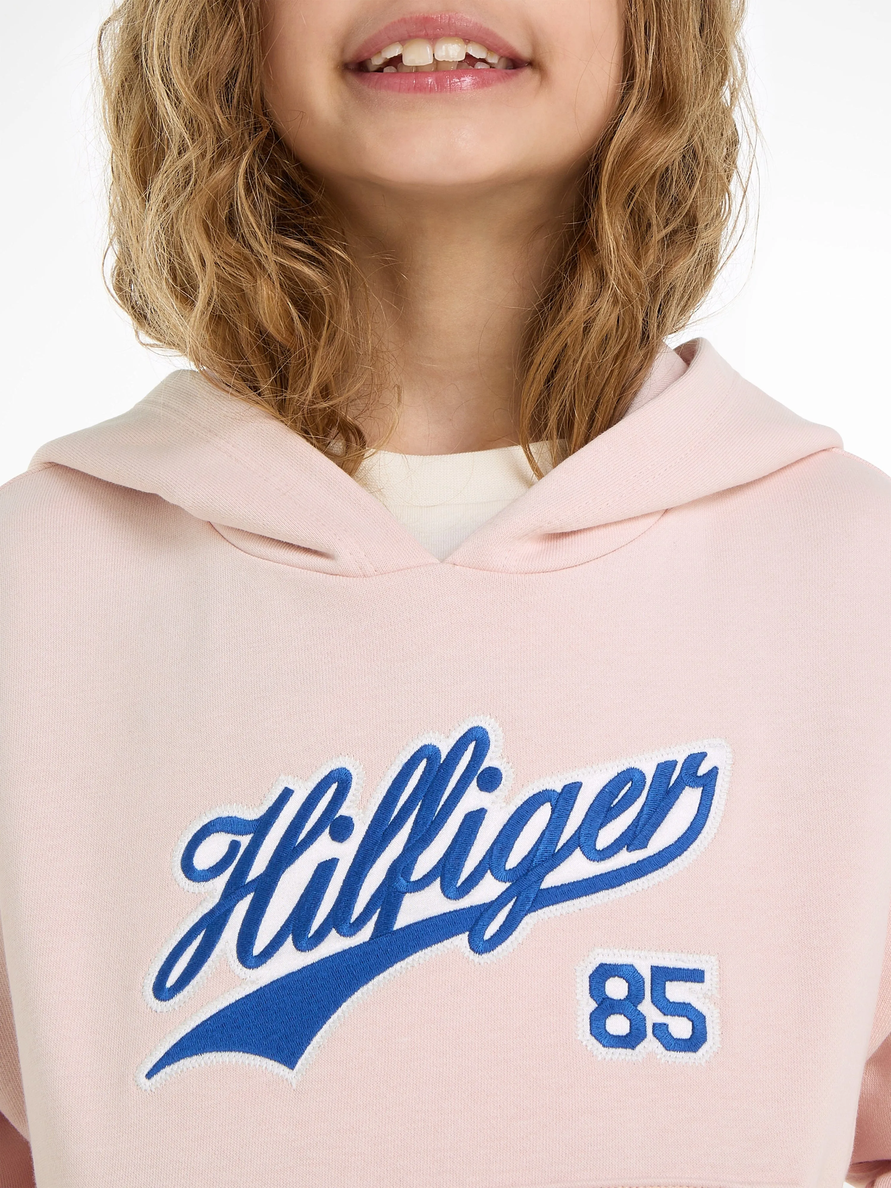 Tommy Hilfiger Girls Logo Script Hoodie in Pimk