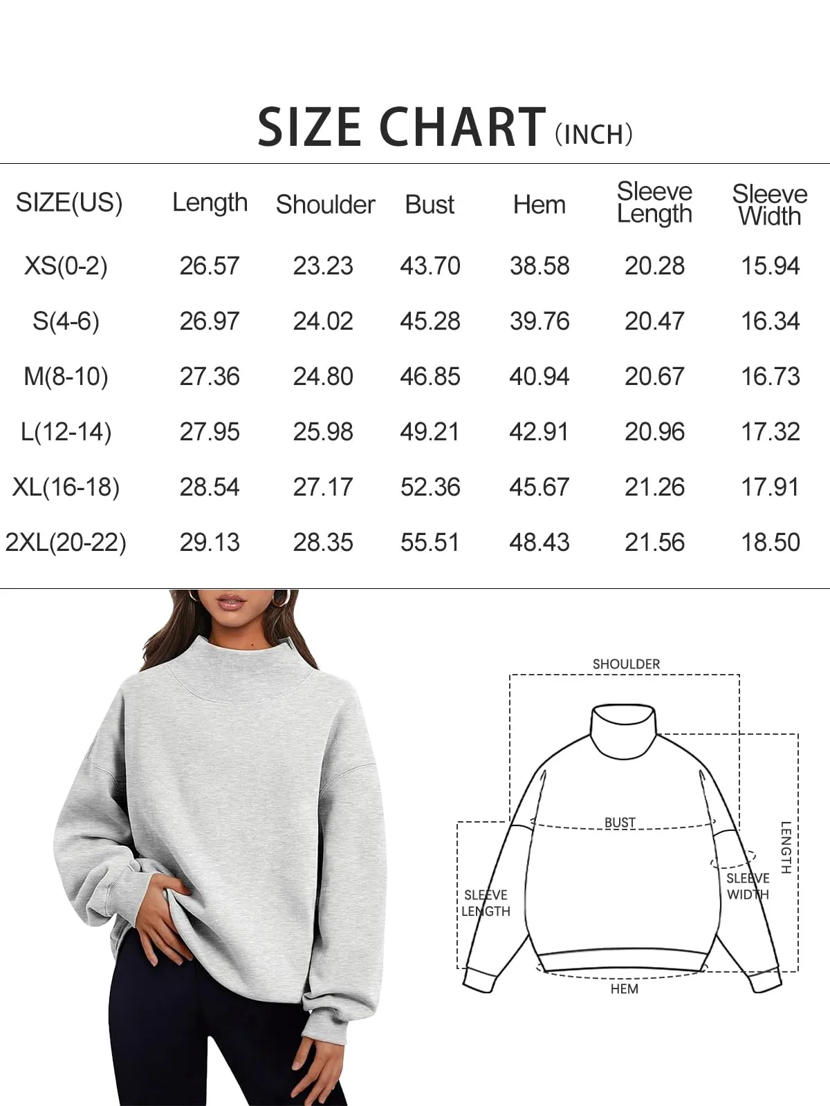 Trendy Queen Womens Oversized Sweatshirts Turtleneck Pullover Long Sleeve Hoodies Tops Fall Fashion Outfits 2024 Clothes Black XL