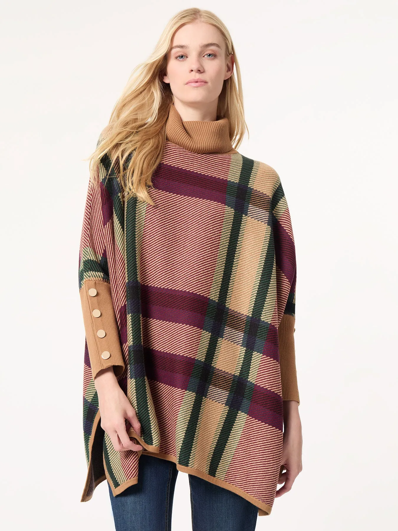 Turtleneck Long Sleeve Poncho Sweater