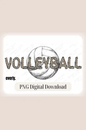 Volleyball Cheetah Print Lettering Design PNG Download