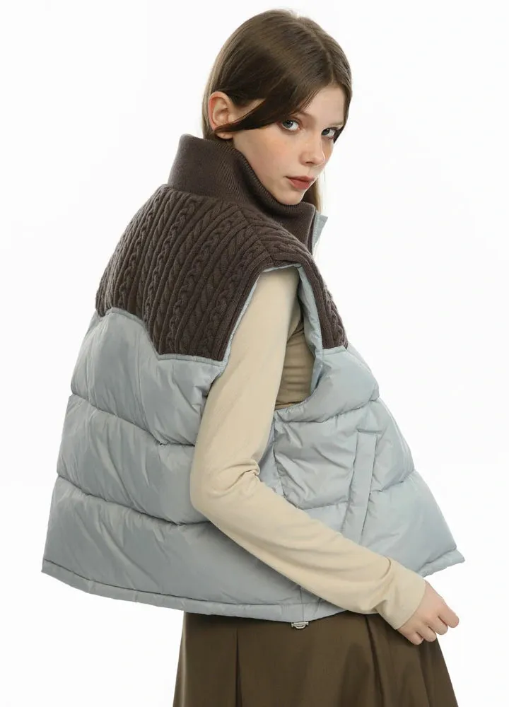 Women's ColorBlock Puffer Jacket Vest,Relaxed Fit