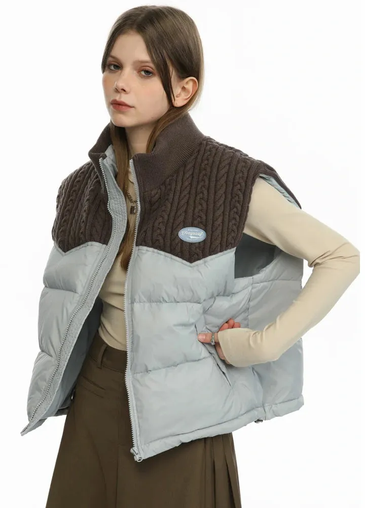 Women's ColorBlock Puffer Jacket Vest,Relaxed Fit