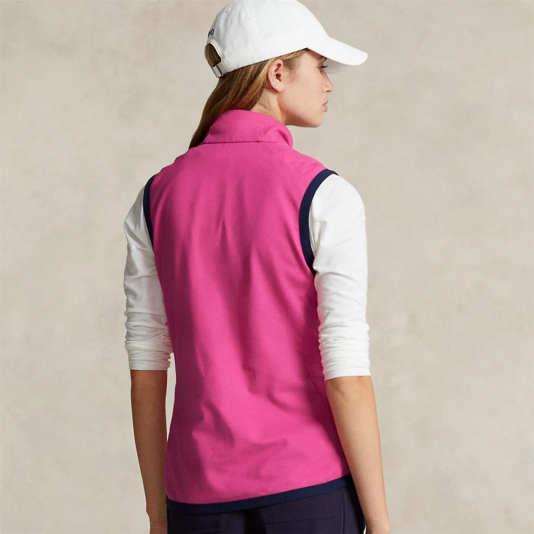 Womens Full Zip Vest Bright Pink/Refined Navy - SS24