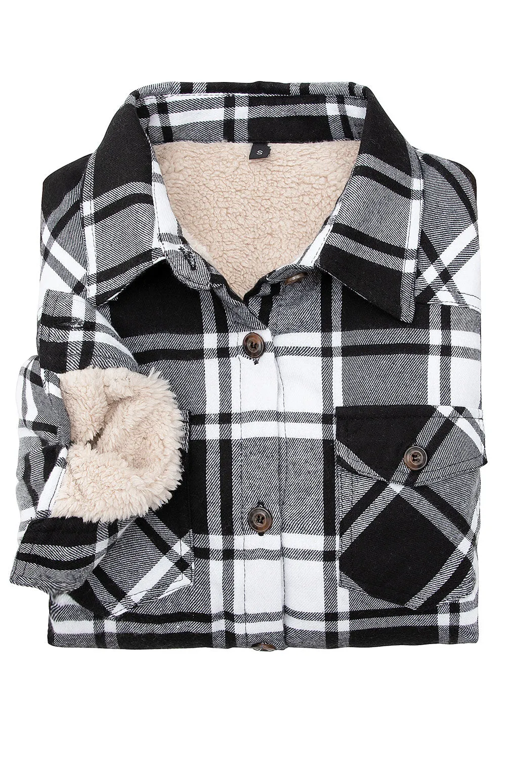 Women's Matching Family Black White Plaid Flannel Shirt Jacket