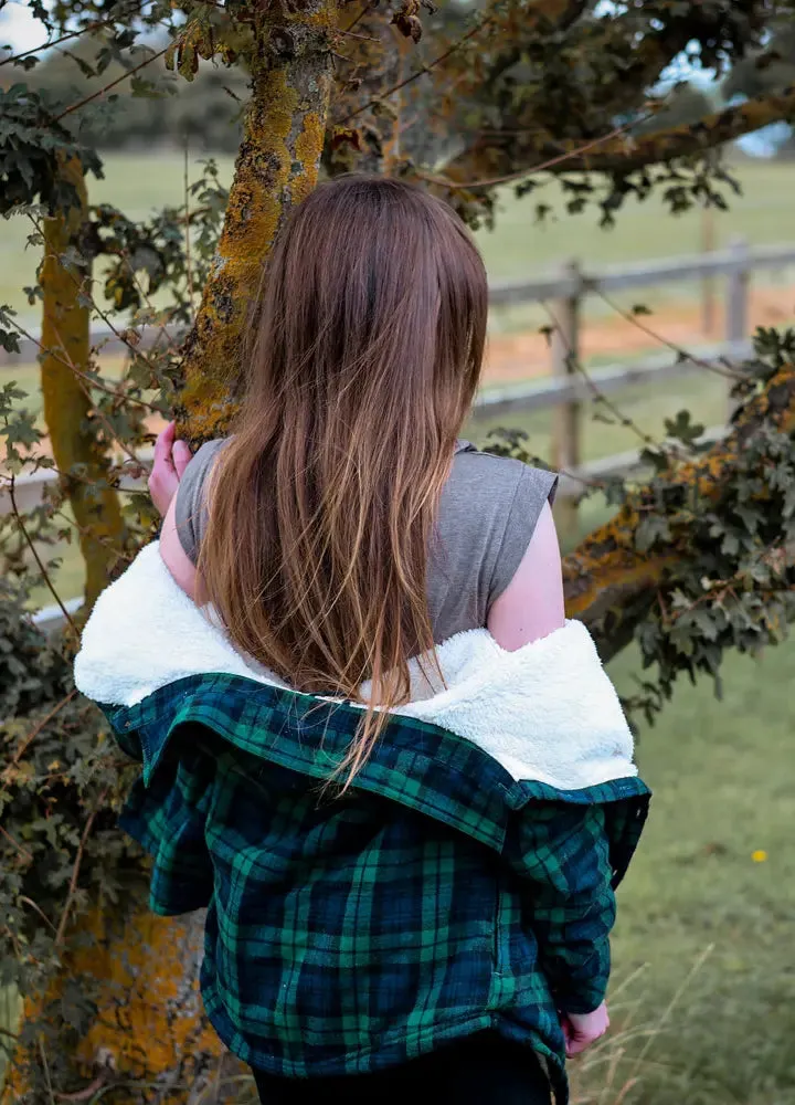 Women's Matching Family Green Plaid Flannel Shirt Jacket