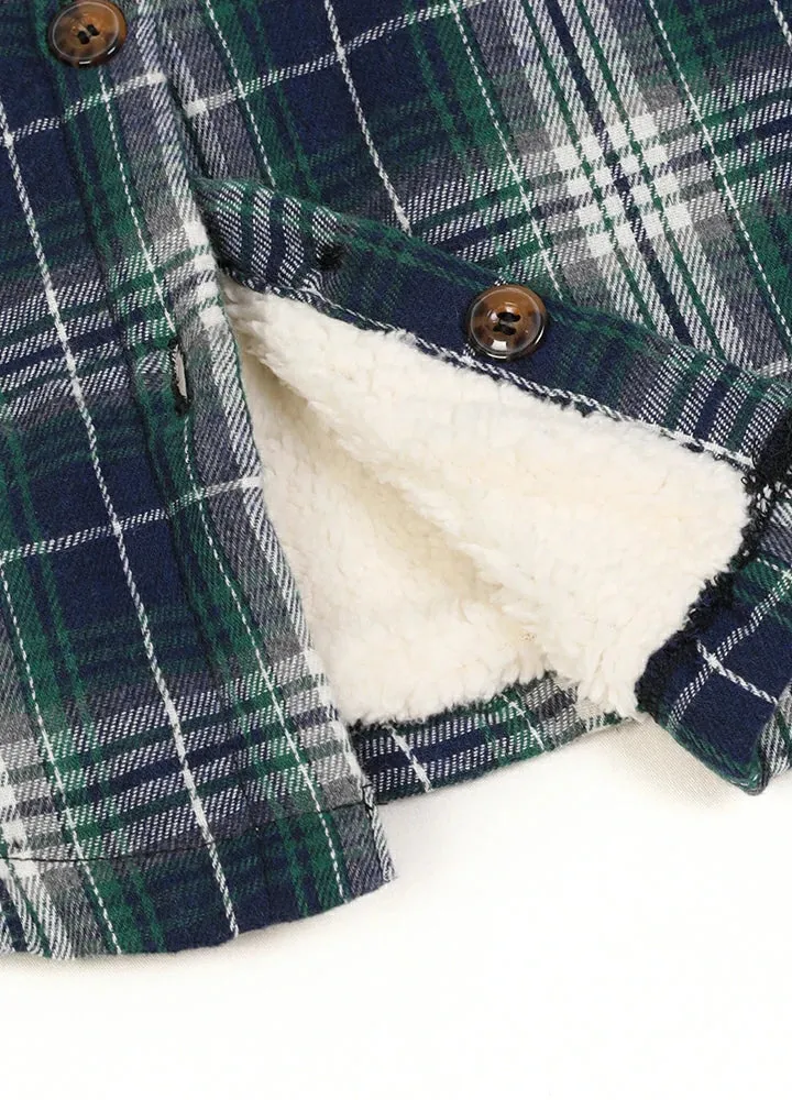 Women's Sherpa Lined Flannel Jacket with Hood, Button Up Plaid