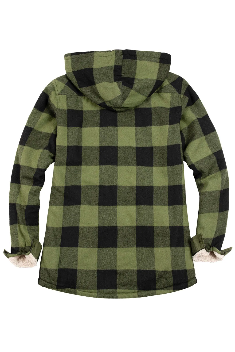 Women's Sherpa Lined Flannel Jacket with Hood, Button Up Plaid