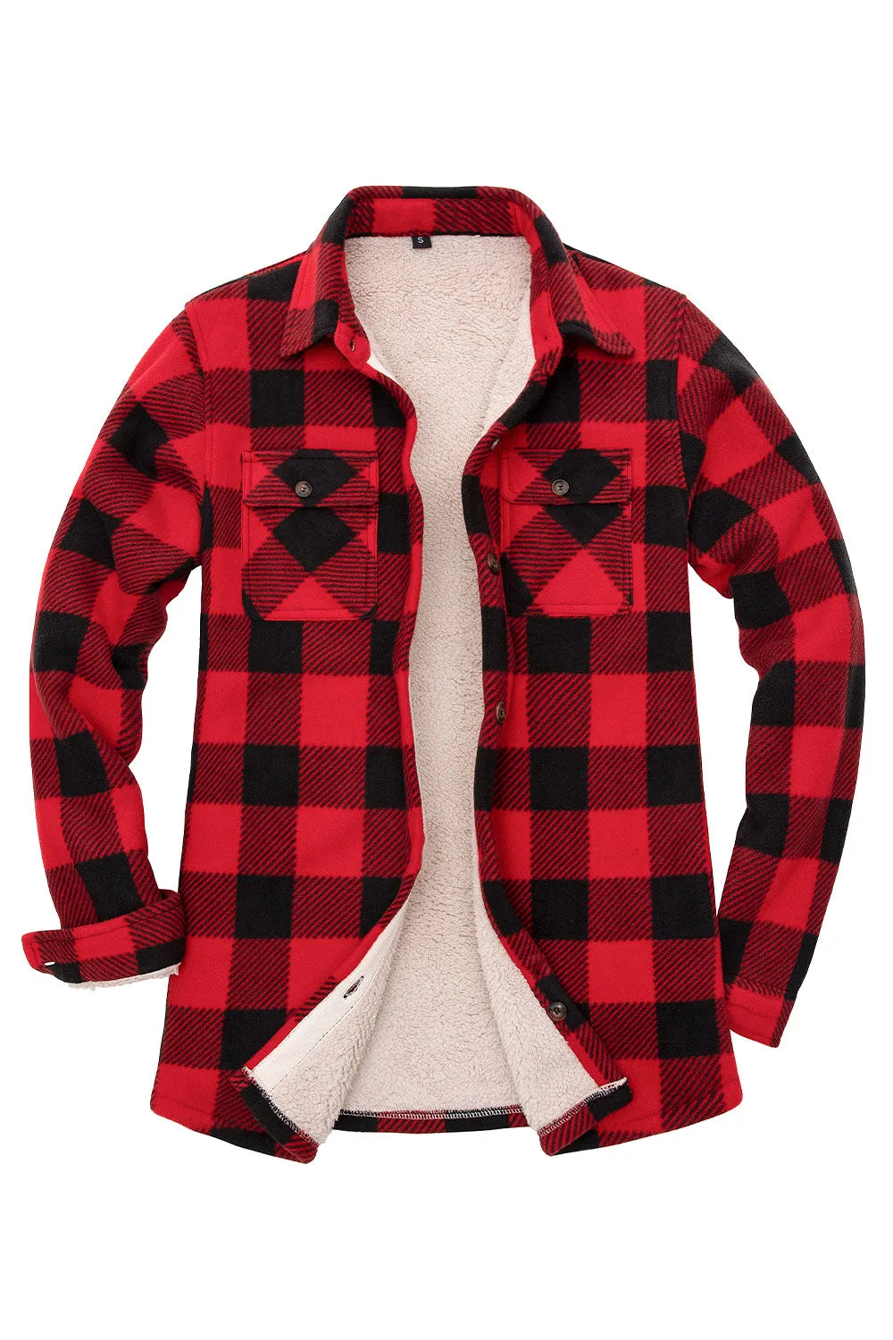 Women's Sherpa Lined Throughout Shirt Jacket Button Up Plaid Jacket