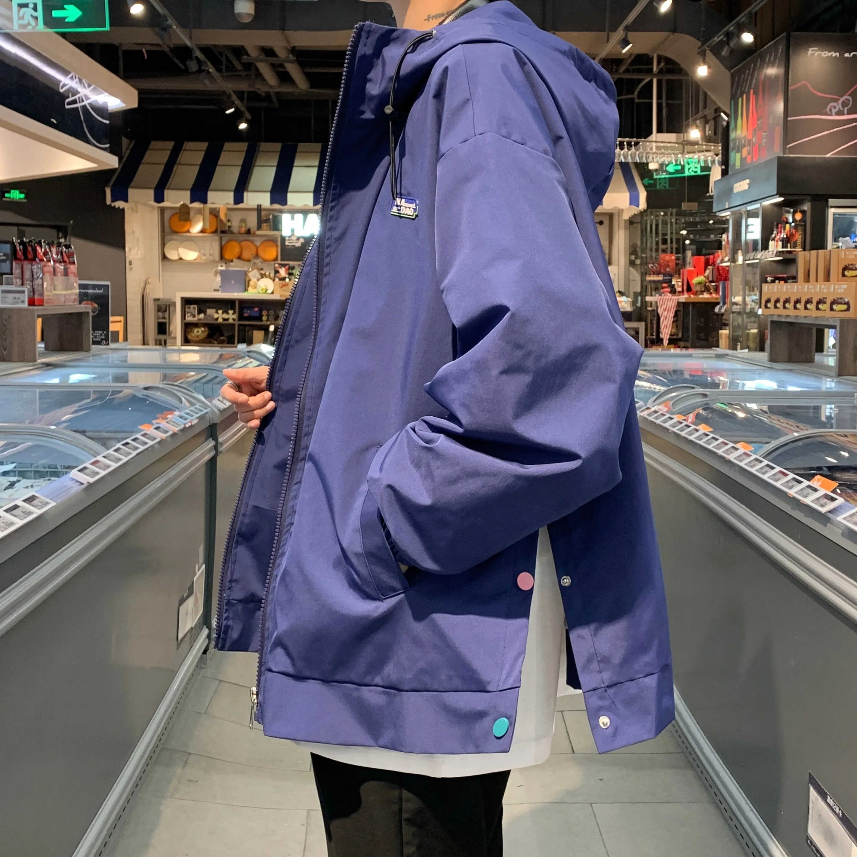 xiangtuibao Summer Coat Men's Design Sense Niche Oversize Hooded Ins Trendy Casual Jacket Black Blue White Beige Apricot M-5XL