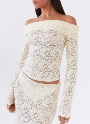 Zephyra Lace Long Sleeve Top - Natural